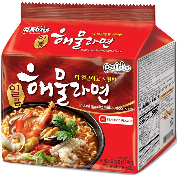 Paldo Seafood Noodles, 120g 4.23oz (Pack of 20)