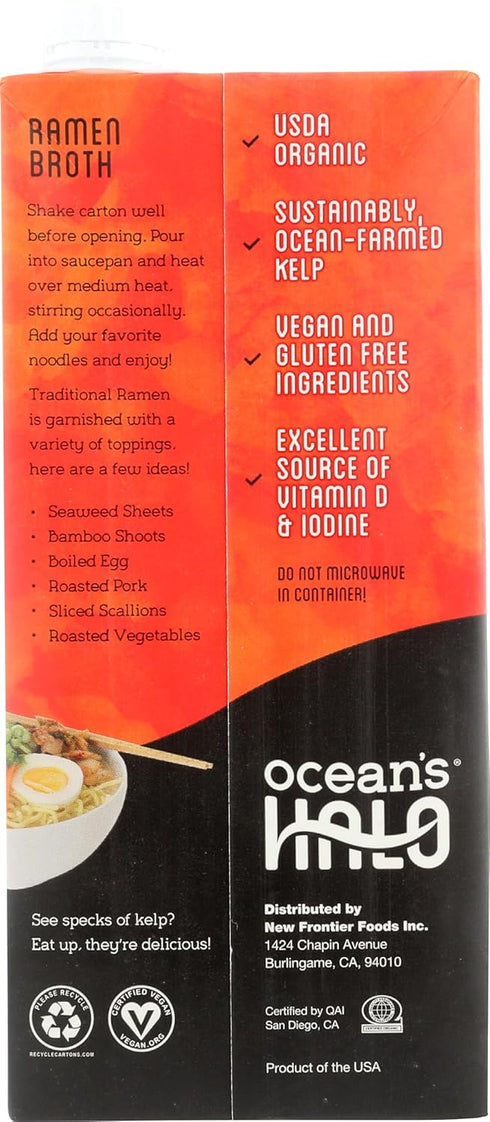 32 Oz Ocean's Halo, Organic and Vegan Ramen Broth, Fl