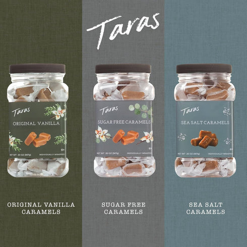 (20 oz) Taras Gourmet Sea Salt Caramels | All Natural Candy | Creamy & Individually Wrapped with Real Butter