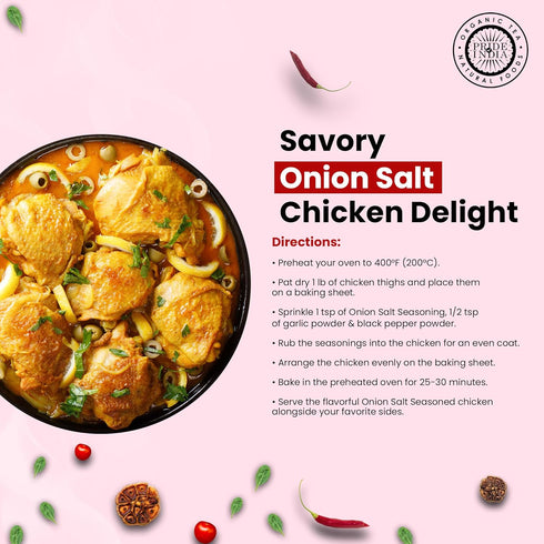 2.3 oz (65 Pride of India Onion Salt gm) w/Convenient Grinder Cap | Healthy Warm Toasty Kitchen Staple | For Seasoning