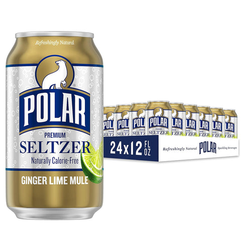 Polar Seltzer Water Ginger Lime Mule, 12 fl oz cans, 24 Count