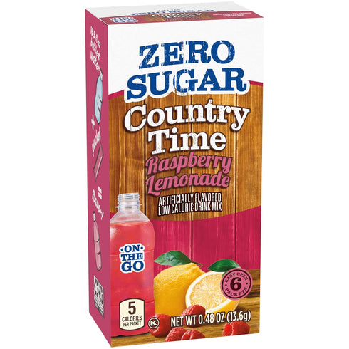 Country 6 Packets, 8 Time Zero Sugar Raspberry Lemonade Powdered Drink Mix, ct On-the-Go per Case