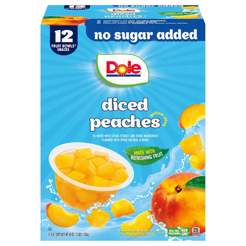 Dole Diced Peaches No Sugar Added - Dole Fruit Bowls Snacks -