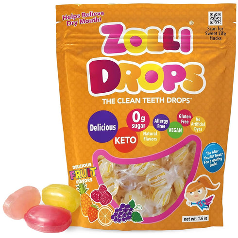 Zolli Drops Sugar Free Candy with Xylitol, Dye-Free Lollipops - Keto &