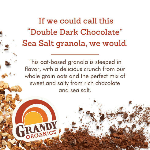 12oz Pack 3 Grandy Organics Dark Chocolate Sea Salt Granola, Certified Organic Granola, Gluten Free, Non-GMO, Certified