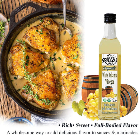 16.9 Oz (Pack 2) De La Rosa Organic Pomegranate and White Balsamic Vinegar, Vegan, Kosher, Non-GMO & Gluten Free, Great