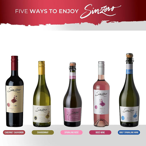 750 ml (25.4 Oz) SINZERO - Sparkling Ros - Fl Bottle - Non-Alcoholic Dry Wine Alternative - Crispy Bubbles, Low