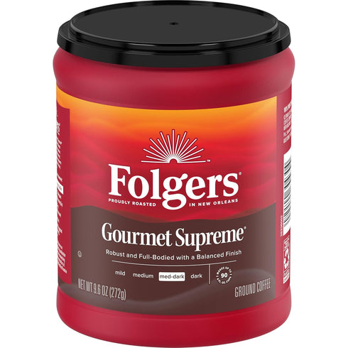 9.6 (Pack 6) Folgers Gourmet Supreme Medium Dark Roast Ground Coffee, Ounces