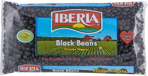 Iberia Black Beans, 12 Ounce (Pack of 24) Dry Beans, Bulk Dry