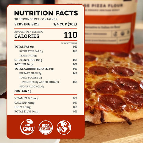 2 lbs Sunrise Flour Mill USDA Organic Heritage Pizza Flour - | Organic Milled Flour from Hard Red Wheat | Easier