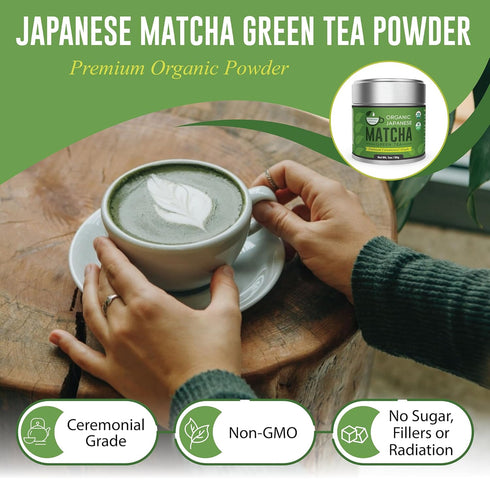 Kyoto Dew Matcha, Organic Premium Ceremonial Grade Japanese Matcha Green Tea Powder, 30g (1oz) Tin
