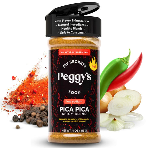 My Secrets Peggy's Pica Pica Spicy Blend - Premium Spice Mix with Jalapeño & Scotch Bonnet - 3.5 Oz