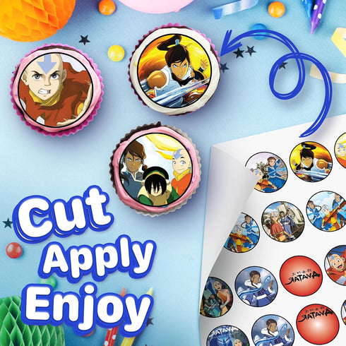 30 x Edible Cupcake Toppers, Cartoon Anime Collection, Uncut Edible Cake Decorations on Wafer Sheet
