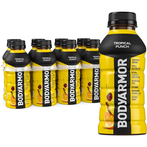 BODYARMOR Sports Drink, Tropical Punch, Electrolyte Drink Hydration, 12 Fl Oz Bottles