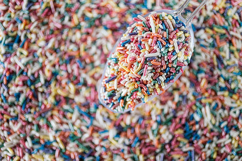 Sweet Evas SHIMMER Topper,Jimmies,Large,Bulk Candy,1.5 LBS Large,1.5 METALLIC PEARL RAINBOW SPRINKLES-Dairy