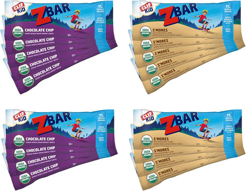 Zbar Snack Bars - Variety Pack - Soft Baked - 10-12g Whole Grains - Organic - Non-GMO - Plant-Based - 1.27 oz. (18