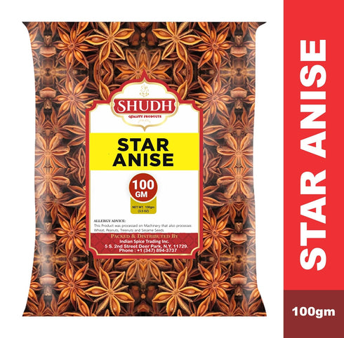 jimidar 100 gm(3.5oz), Shudh Star Anise Whole Chinese Star Anise, Sun Dried Anise Star Spice, Anis Estrella/Badian
