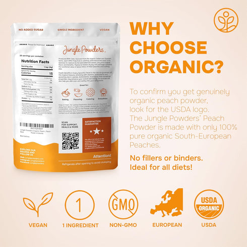 5 Jungle Powders Organic Peach Powder Ounce Bag Powdered Freeze Dried Peaches No Sugar Added Fruit Powder Peach