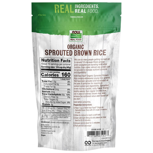 16-Ounce (Packaging NOW Foods, Organic Sprouted Brown Rice, Raw, Gluten-Free and Whole Grain, May Vary)