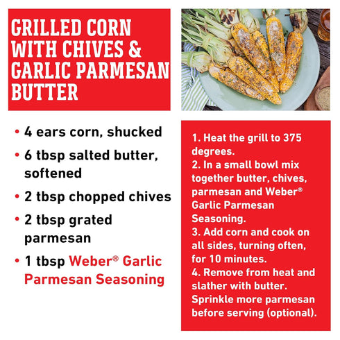 Weber Garlic Parmesan Seasoning, 4.3 oz Shaker (Pack of 6)
