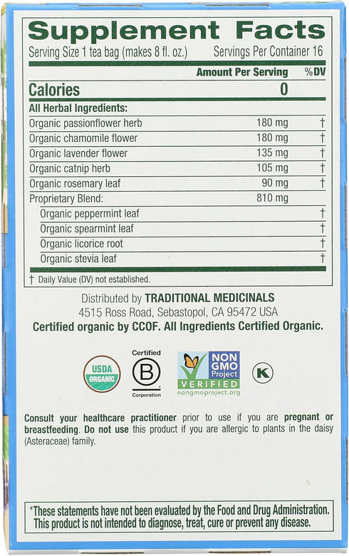 16 Traditional Medicinals Organic Cup of Calm Herbal Tea, ct