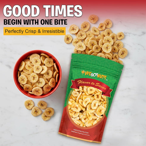 64oz (4 We Got Nuts Premium Dried Banana Chips Pounds) Fresh, Crispy & Sweetened, Sealed For Freshness - We Got Nuts