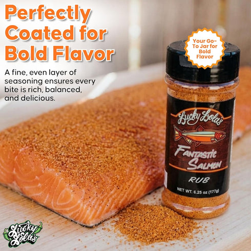 6.25 oz Lucky Lola's Fantastic Salmon Rub - Gourmet All-Natural Dry Rub | Perfect Salmon Seasoning for Grilling