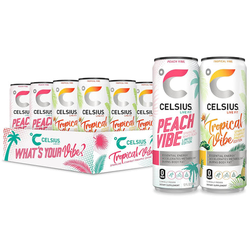 CELSIUS Essential Energy Drink, 12 Fl Oz, What's Your Vibe Variety Pack