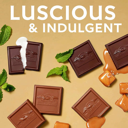 23.6 oz Pack GHIRARDELLI Premium Assorted Chocolate SQUARES, Bag Variety of Milk, Dark, Mint, and Caramel Chocolates