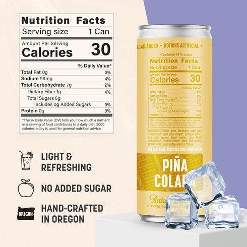 12 oz 2 GOOD WOLF Pia Colada Probiotic Refresher fl - Refreshing Sparkling Drink with lush flavors of tropical