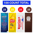 100 Count Pack Total - Variety Single Serve Pouches of Each: Ketchup, Mustard, BBQ, and Mayo - Great for Picnics