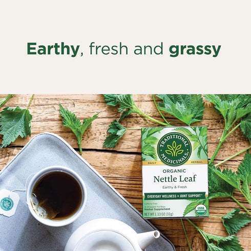 Traditional Medicinals Organic Nettle Leaf Herbal Tea, Supports Joint Health & Overall Wellness, 16 Tea Bags (Pack of 1)