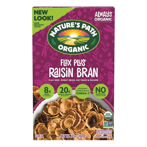 Nature's Path Organic Flax Plus Raisin Bran Cereal, 14 oz (Pack of