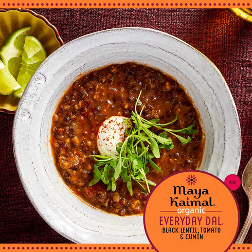 10oz Pack 6 Maya Kaimal Foods - Organic Indian Everyday Dal - Black Lentil - Fully Cooked with Tomato and Cumin - Vegan