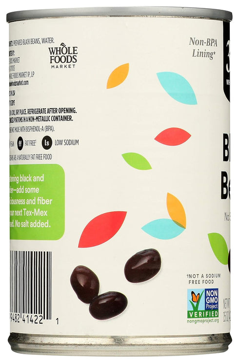 365 15 (Pack 4) by Whole Foods Market, Unsalted Black Beans, Ounce