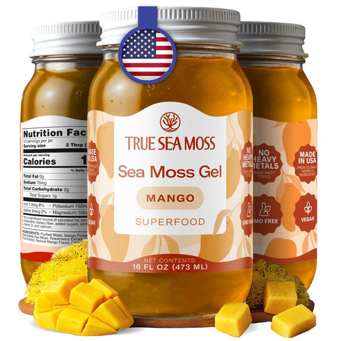 TrueSeaMoss Sea Moss Gel Made in USA Wildcrafted Seamoss, Fruits & Jarred