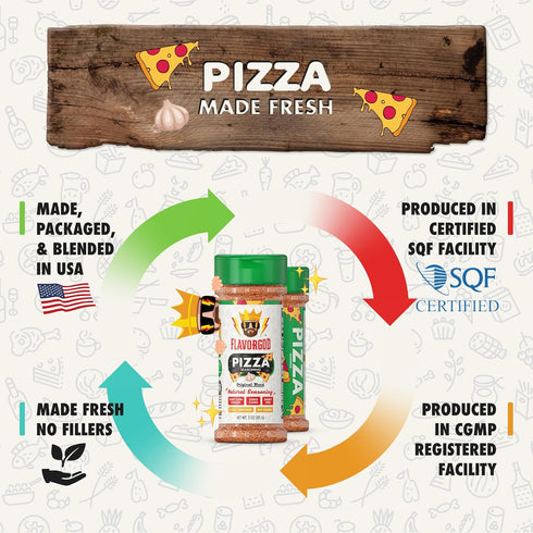 Pizza Seasoning Mix by Flavor God, All Natural Spice Blend for Grilling, Kosher, Gluten-Free, Vegan, Keto Friendly