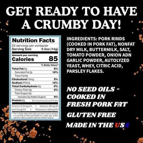 12 Oz Pork King Good Low Carb Keto Diet Ranch Pork Rind Breadcrumbs! Perfect For Ketogenic, Paleo, Gluten-Free, Sugar