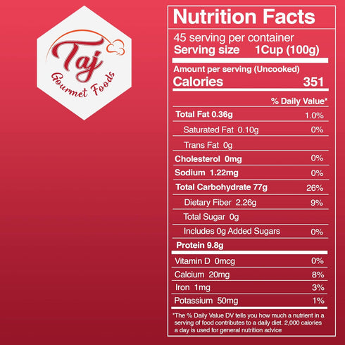 TAJ Gourmet Foods 1121 10lbs TAJ Premium Basmati Rice, Extra Long Grain Basmati Rice from India |