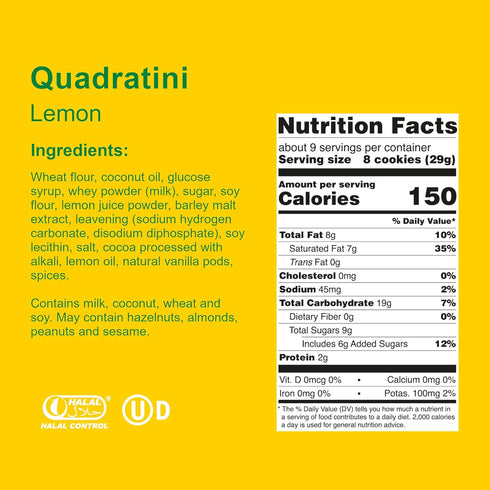 Loacker Quadratini Premium Lemon Wafer Cookies, 250g/8.82oz (37735)
