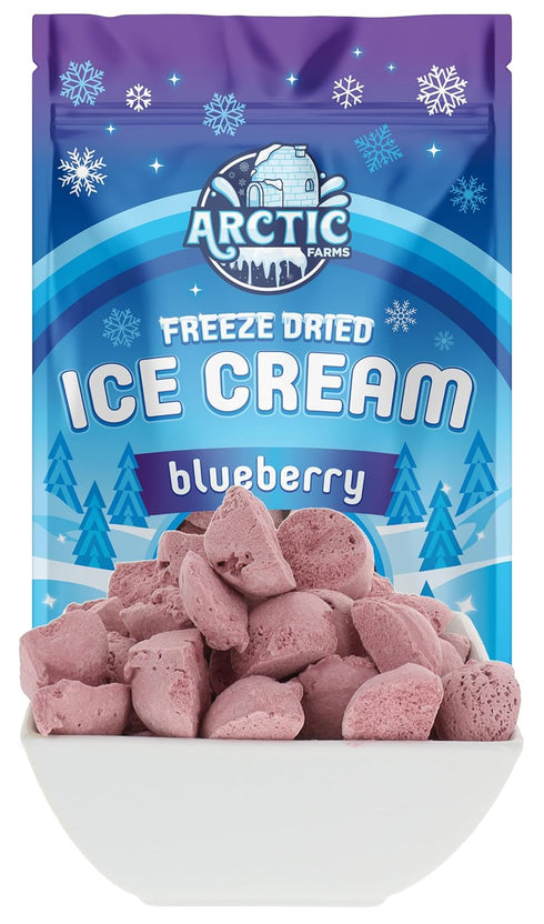 2.5oz) Arctic Farms Freeze Dried Ice Cream Bits Bagged and Boxed - Does Not Melt (Blueberry