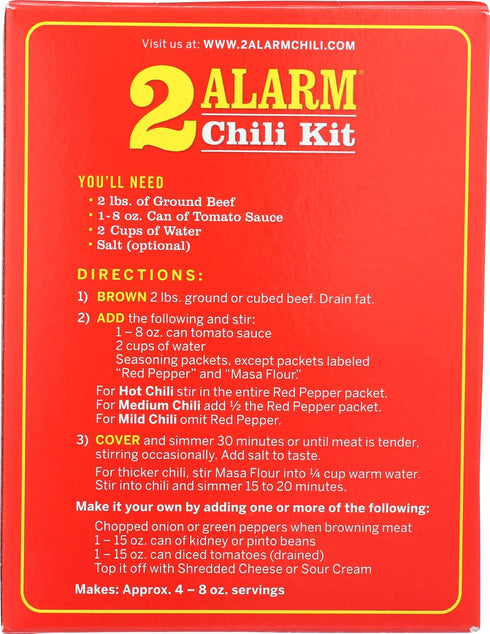 2-Alarm Packs 3.3oz (Pack 1) Wick Fowler's Chili Kit, Texas Style Chili Seasoning Mix with Individual of Spices, Box