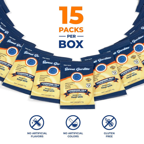 (15 pack) 15 9g Condensed Milk Sachets Ziplog - Ideal for coffee! Each Ziplog contains sachets of of delicious