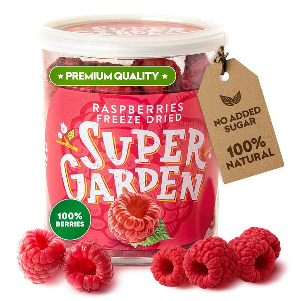 Super Garden Freeze Dried Raspberries, 0.88oz | 100% Pure Raspberry | No Added Sugar | Perfect for Snacking, Topping,