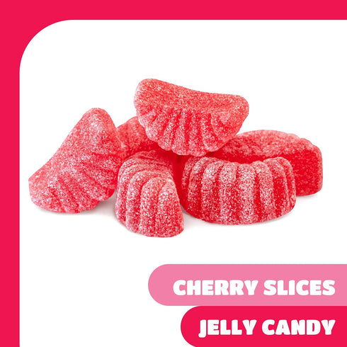 1 Pack Cherry Slices Candy - Pound - Chewy Candy for Office Bowls & Holiday Buffets - Gelatin Free Jelly Candies