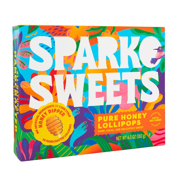 Sparko Sweets Honey Dipper Lollipops, Made in USA, No Artificial Ingredients, No