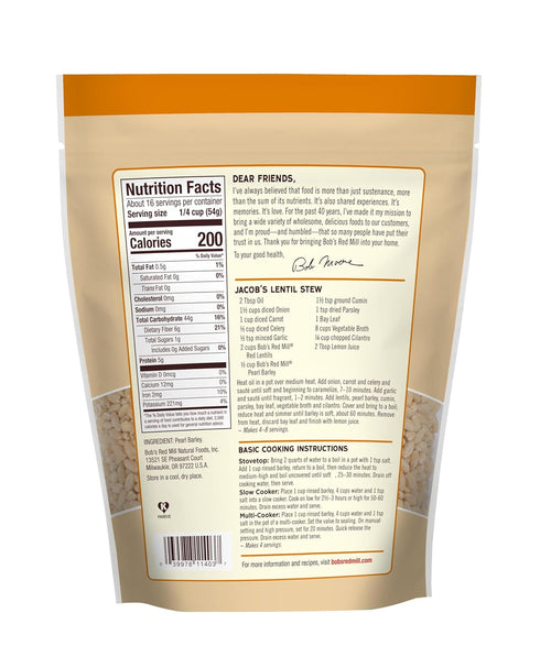 30oz (Pack 4) Bob's Red Mill Pearl Barley, of - Non GMO, Vegan, Kosher