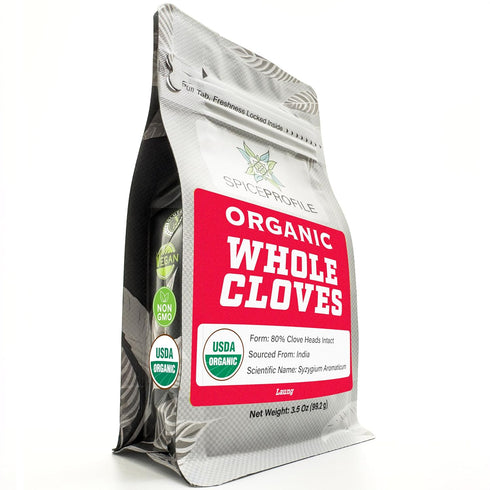 Spice Profile USDA Organic Whole Cloves, Lab Tested, Resealable 3.5 oz Pouch,