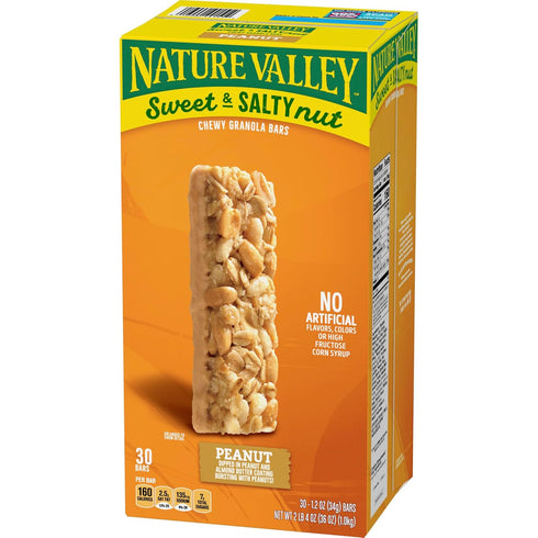 30 36 OZ Nature Valley Sweet and Salty Granola Bars, Peanut, Bars