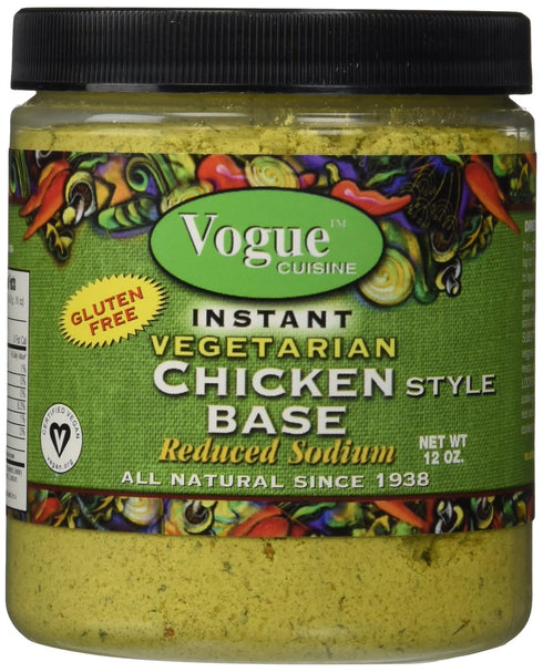 Vogue Cuisine Vegetarian Chicken Soup & Seasoning Base, 12 oz - Low Sodium, Gluten Free